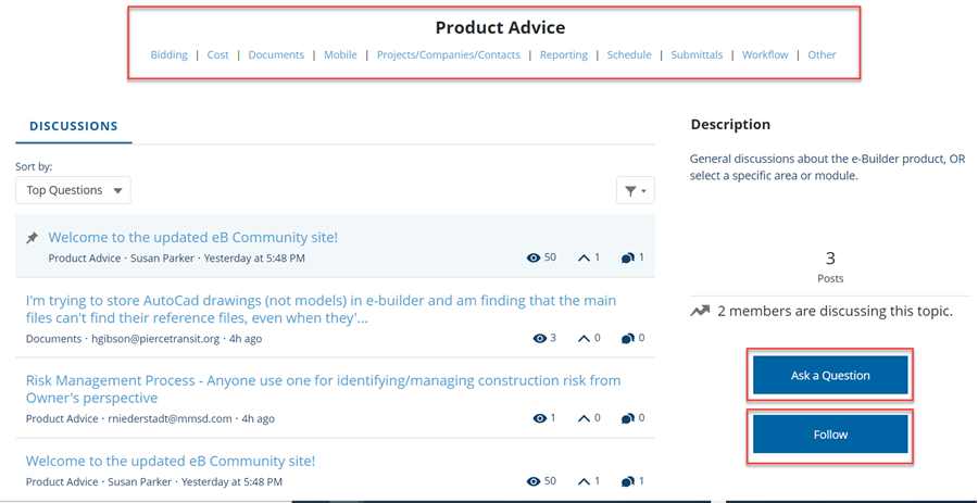 eB Community Discussions Page